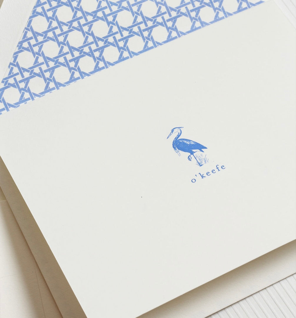 Cornflower Engraved Folded Notecards, set of 50