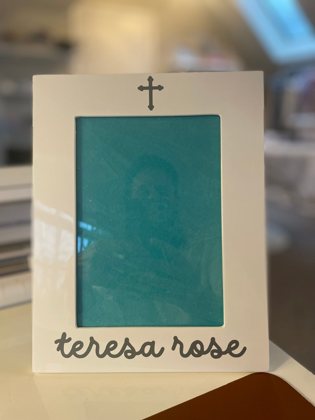 Enamel Frame with Cross