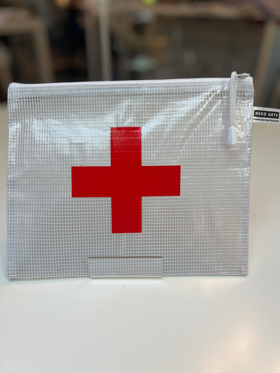 White Zipper Pouch - Red Cross