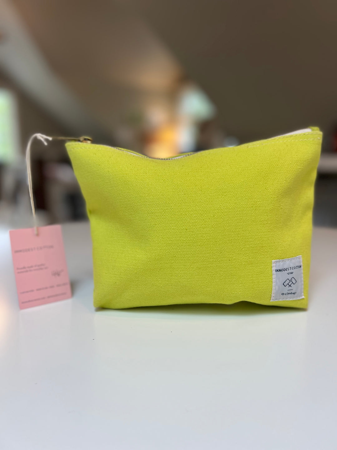 Neon Yellow Canvas Pouch