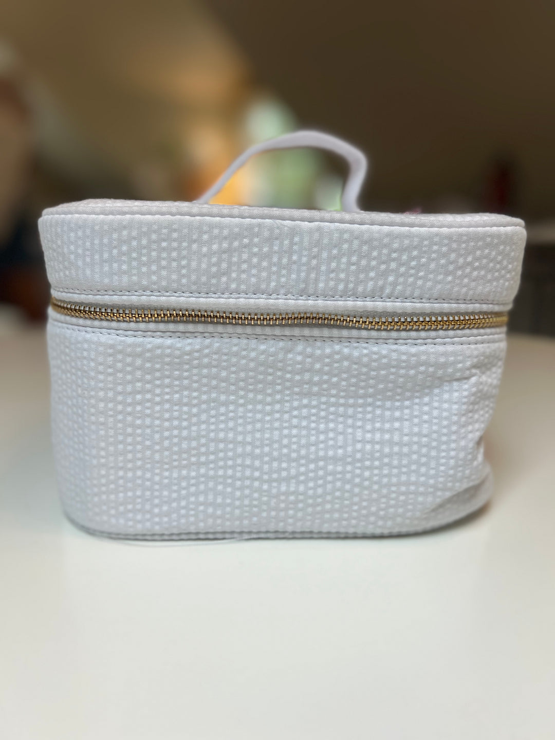 White Seersucker "Train Case"