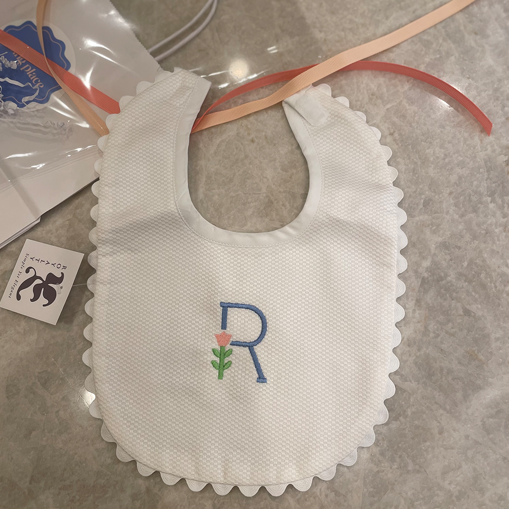 White Cotton Pique Bib