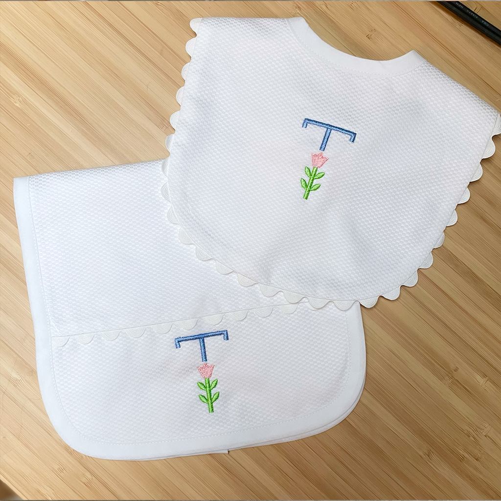 White Cotton Pique Bib