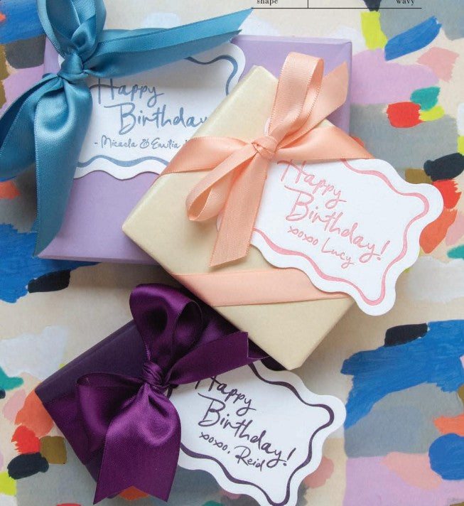 Wavy Happy Birthday Gift Tag